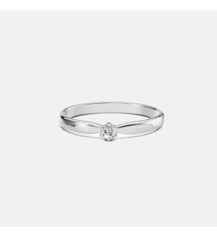 Pierścionek z białego złota z diamentem 0.1 ct - próba 585 Pierścionek z białego złota z diamentem 0.1 ct - próba 585