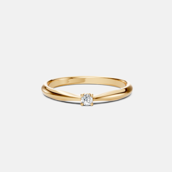 Minimalistyczny złoty pierścionek z diamentem 0.06 ct - próba 585 Minimalistyczny złoty pierścionek z diamentem 0.06 ct - próba 585