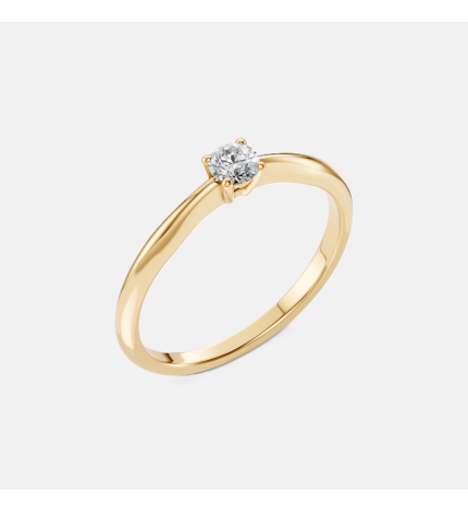 Klasyczny pierścionek z żółtego złota z diamentem 0.2 ct - próba 585 Klasyczny pierścionek z żółtego złota z diamentem 0.2 ct - próba 585