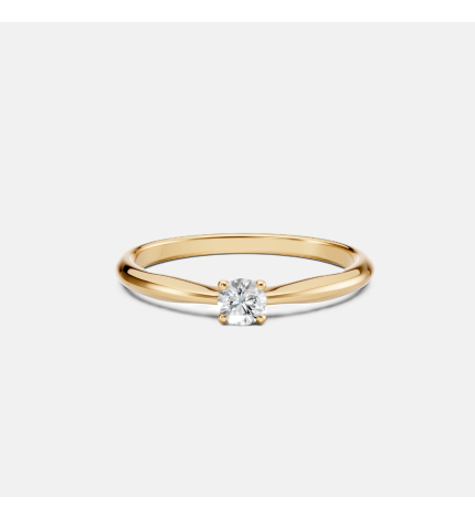 Klasyczny pierścionek z żółtego złota z diamentem 0.2 ct - próba 585 Klasyczny pierścionek z żółtego złota z diamentem 0.2 ct - próba 585