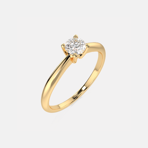Pierścionek z żółtego złota z diamentem 0.3 ct - próba 585