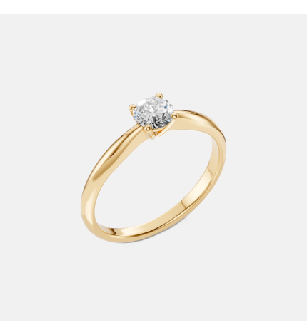 Klasyczny złoty pierścionek z diamentem 0.4 ct - próba 585 Klasyczny złoty pierścionek z diamentem 0.4 ct - próba 585