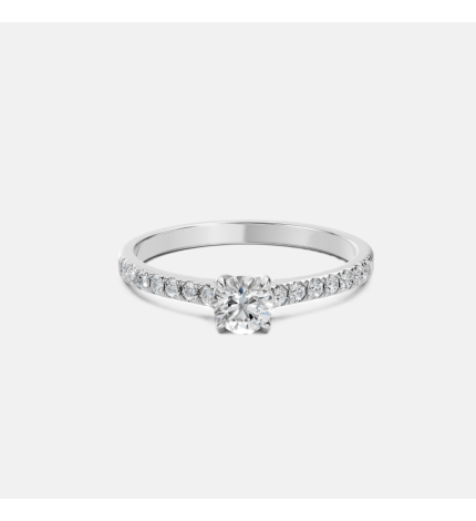 Romantyczny pierścionek z białego złota z diamentami - próba 585 Romantyczny pierścionek z białego złota z diamentami - próba 585