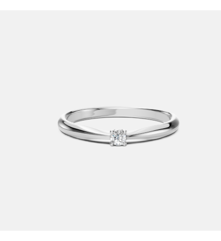 Minimalistyczny pierścionek z białego złota z diamentem 0.06 ct - próba 585 Minimalistyczny pierścionek z białego złota z diamentem 0.06 ct - próba 585