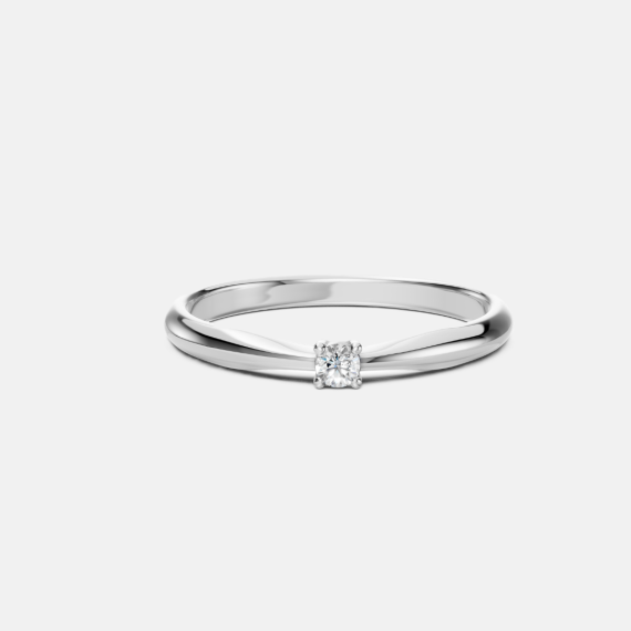 Minimalistyczny pierścionek z białego złota z diamentem 0.06 ct - próba 585 Minimalistyczny pierścionek z białego złota z diamentem 0.06 ct - próba 585