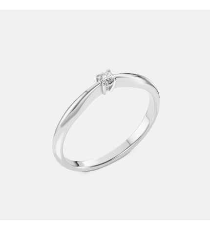 Minimalistyczny pierścionek z białego złota z diamentem 0.06 ct - próba 585 Minimalistyczny pierścionek z białego złota z diamentem 0.06 ct - próba 585