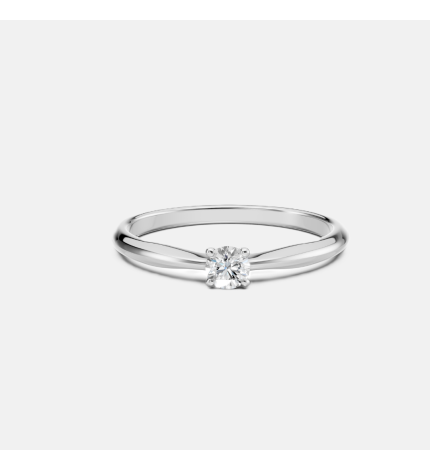 Klasyczny pierścionek z białego złota z diamentem 0.2 ct - próba 585 Klasyczny pierścionek z białego złota z diamentem 0.2 ct - próba 585