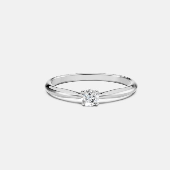 Klasyczny pierścionek z białego złota z diamentem 0.2 ct - próba 585 Klasyczny pierścionek z białego złota z diamentem 0.2 ct - próba 585