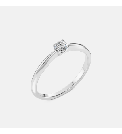 Klasyczny pierścionek z białego złota z diamentem 0.2 ct - próba 585 Klasyczny pierścionek z białego złota z diamentem 0.2 ct - próba 585