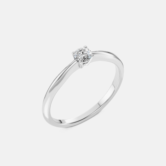 Klasyczny pierścionek z białego złota z diamentem 0.2 ct - próba 585