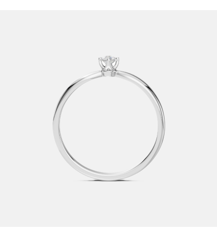 Klasyczny pierścionek z białego złota z diamentem 0.1 ct - próba 585 Klasyczny pierścionek z białego złota z diamentem 0.1 ct - próba 585