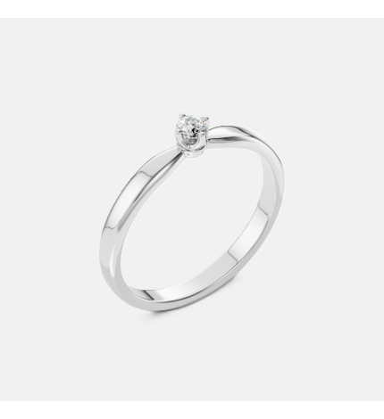Klasyczny pierścionek z białego złota z diamentem 0.1 ct - próba 585 Klasyczny pierścionek z białego złota z diamentem 0.1 ct - próba 585