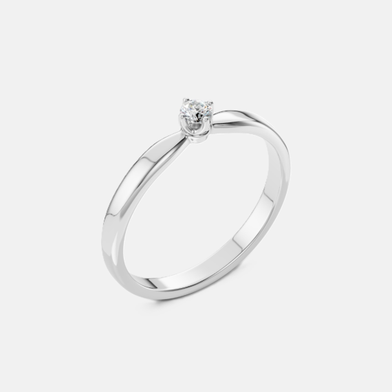 Klasyczny pierścionek z białego złota z diamentem 0.1 ct - próba 585
