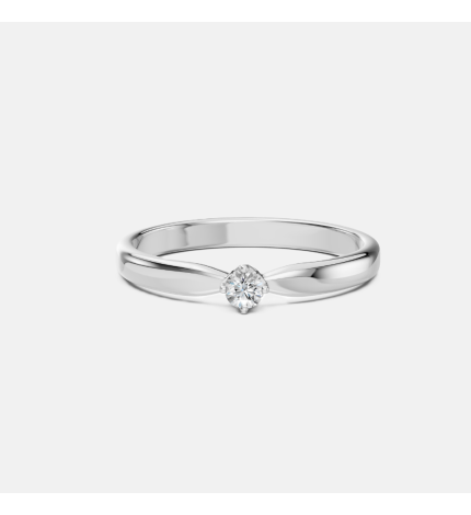 Klasyczny pierścionek z białego złota z diamentem 0.1 ct - próba 585 Klasyczny pierścionek z białego złota z diamentem 0.1 ct - próba 585