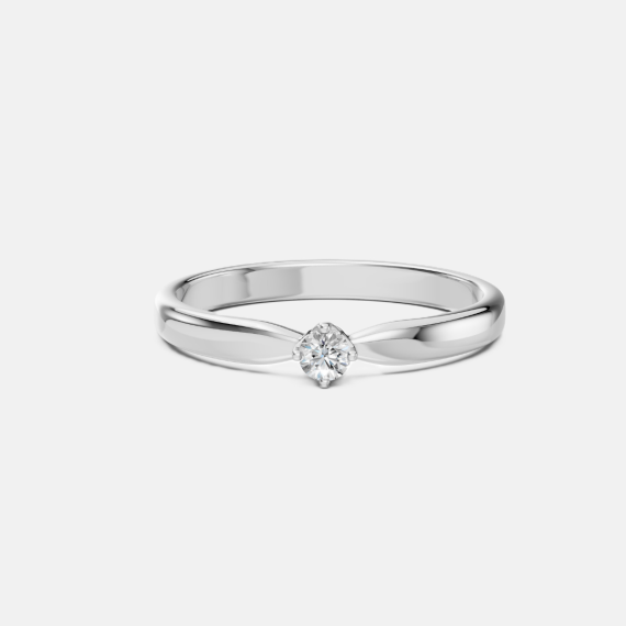 Klasyczny pierścionek z białego złota z diamentem 0.1 ct - próba 585 Klasyczny pierścionek z białego złota z diamentem 0.1 ct - próba 585