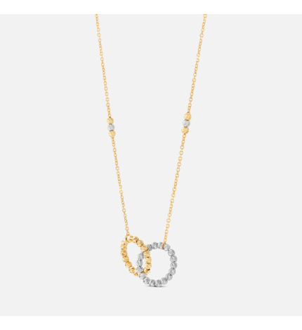 Zestaw bransoletka i naszyjnik z dwoma kołami z dwukolorowego złota - próba 585 Zestaw bransoletka i naszyjnik z dwoma kołami z dwukolorowego złota - próba 585