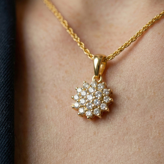 Złota elegancka zawieszka z diamentami - próba 585 Złota elegancka zawieszka z diamentami - próba 585