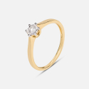 Złoty elegancki pierścionek z diamentem 0.11 ct - próba 585 Złoty elegancki pierścionek z diamentem 0.11 ct - próba 585