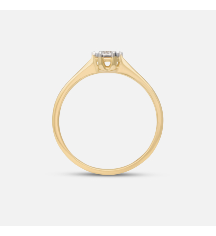 Złoty elegancki pierścionek z diamentem 0.11 ct - próba 585 Złoty elegancki pierścionek z diamentem 0.11 ct - próba 585