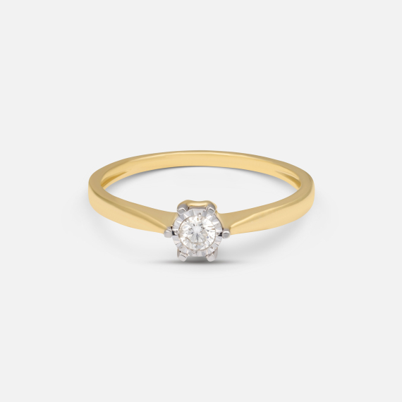 Złoty elegancki pierścionek z diamentem 0.11 ct - próba 585 Złoty elegancki pierścionek z diamentem 0.11 ct - próba 585