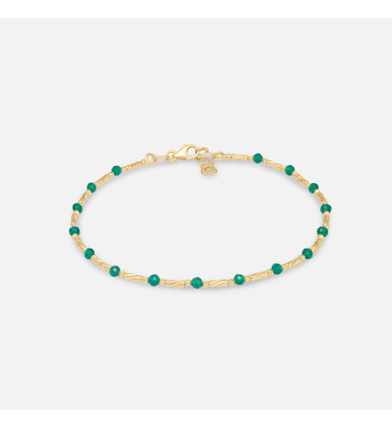 Złota bransoletka z jadeitem - próba 585 Złota bransoletka z jadeitem - próba 585
