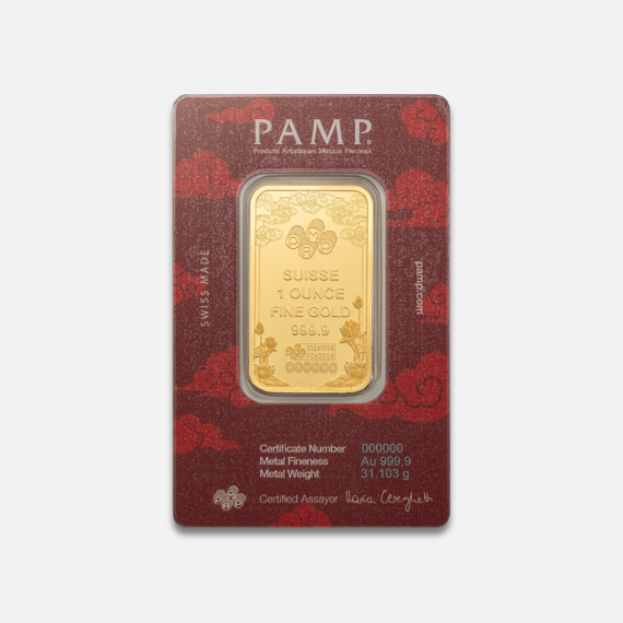 1 uncja sztabka złota Powodzenia PAMP Smok 1 uncja sztabka złota Powodzenia PAMP Smok