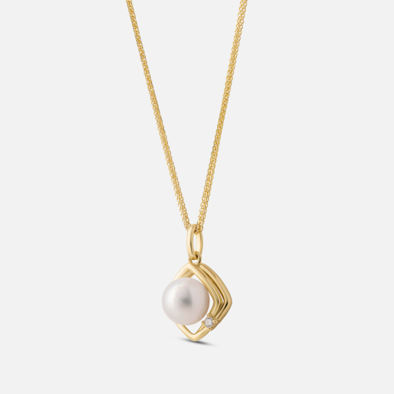 Złota zawieszka z perłą i diamentem 0.02 ct - próba 585 Złota zawieszka z perłą i diamentem 0.02 ct - próba 585