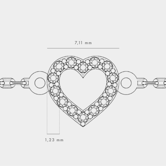 Bransoletka z zawieszką serce z białego złota z diamentami 0.07 ct - próba 585 Bransoletka z zawieszką serce z białego złota z diamentami 0.07 ct - próba 585