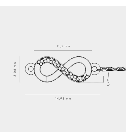 Bransoletka z białego złota z zawieszką Znak Nieskończoności z diamentami 0.05 ct - próba 585 Bransoletka z białego złota z zawieszką Znak Nieskończoności z diamentami 0.05 ct - próba 585