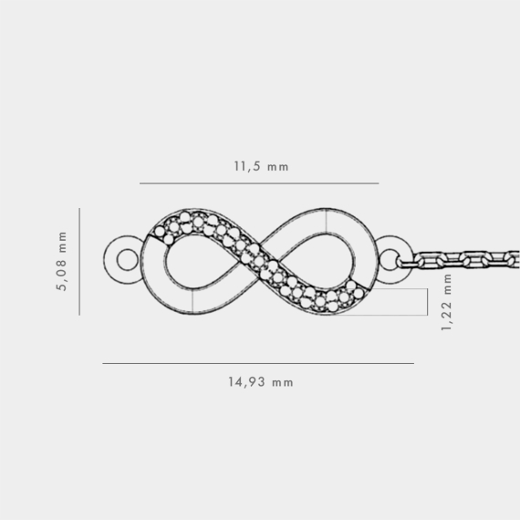 Złota bransoletka z zawieszką Znak Nieskończoności z diamentami 0.05 ct - próba 585 Złota bransoletka z zawieszką Znak Nieskończoności z diamentami 0.05 ct - próba 585