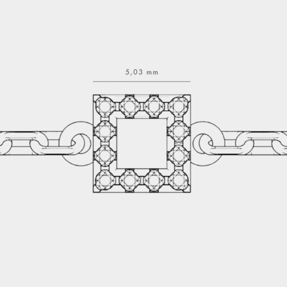Bransoletka z białego złota zawieszką kwadrat z diamentami 0.06 ct - próba 585 Bransoletka z białego złota zawieszką kwadrat z diamentami 0.06 ct - próba 585