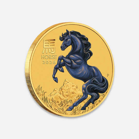 Złota moneta Lunar III: Rok Konia 2026 kolorowana 1/10 uncji Złota moneta Lunar III: Rok Konia 2026 kolorowana 1/10 uncji