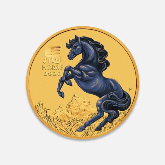 Złota moneta Lunar III: Rok Konia 2026 kolorowana 1/10 uncji