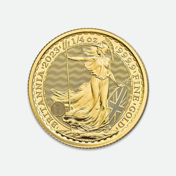 Złota moneta Britannia 1/4 uncji w białym etui z ekoskóry Złota moneta Britannia 1/4 uncji w białym etui z ekoskóry