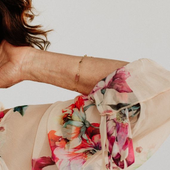 Złota bransoletka z kwarcami - próba 585 Złota bransoletka z kwarcami - próba 585