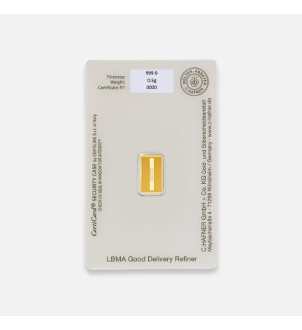 0,5 g sztabka złota CertiPack 0,5 g sztabka złota CertiPack