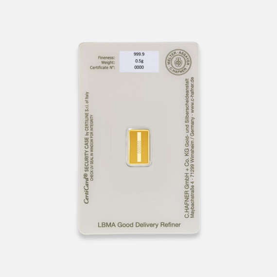 0,5 g sztabka złota CertiPack 0,5 g sztabka złota CertiPack