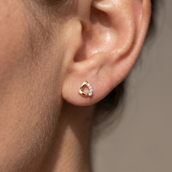 Złote kolczyki z diamentami 0.05 ct - próba 585 Złote kolczyki z diamentami 0.05 ct - próba 585