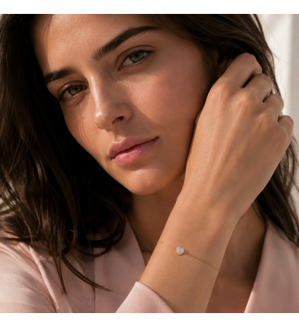 Złota bransoletka z zawieszką serce z diamentami 0.09 ct - próba 585 Złota bransoletka z zawieszką serce z diamentami 0.09 ct - próba 585