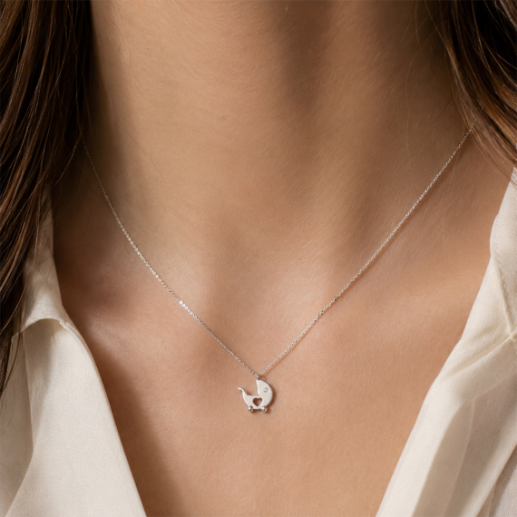 Naszyjnik z białego złota z zawieszką diamentową 0.01 ct - próba 585 Naszyjnik z białego złota z zawieszką diamentową 0.01 ct - próba 585