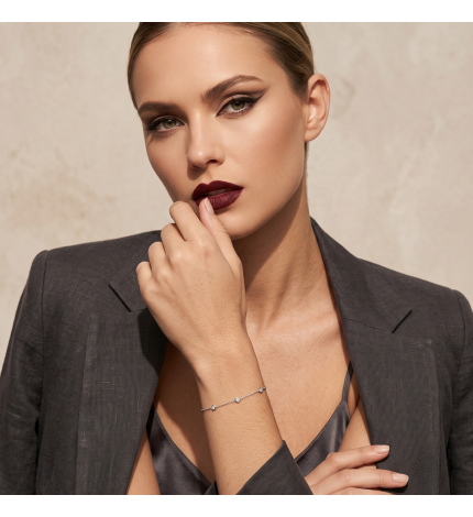 Bransoletka z białego złota z diamentami 0.14 ct - próba 585 Bransoletka z białego złota z diamentami 0.14 ct - próba 585