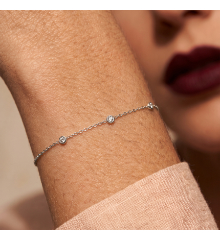 Bransoletka z białego złota z diamentami 0.07 ct - próba 585 Bransoletka z białego złota z diamentami 0.07 ct - próba 585