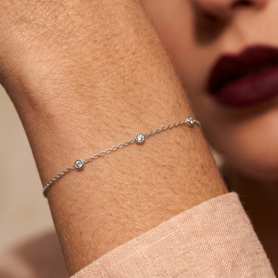 Bransoletka z białego złota z diamentami 0.07 ct - próba 585 Bransoletka z białego złota z diamentami 0.07 ct - próba 585