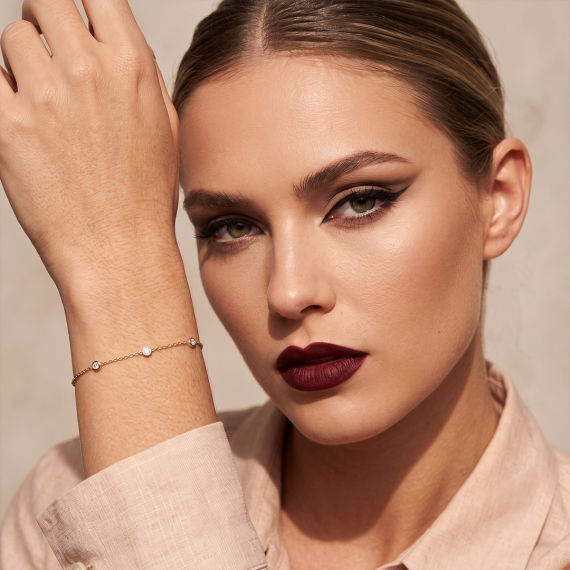 Złota bransoletka z diamentami 0.14 ct - próba 585 Złota bransoletka z diamentami 0.14 ct - próba 585