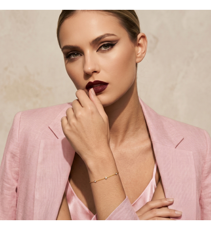 Złota bransoletka z diamentami 0.14 ct - próba 585 Złota bransoletka z diamentami 0.14 ct - próba 585