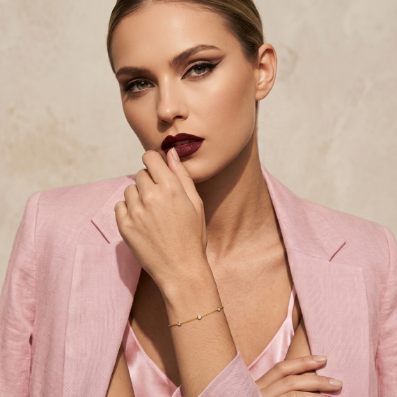Złota bransoletka z diamentami 0.14 ct - próba 585 Złota bransoletka z diamentami 0.14 ct - próba 585