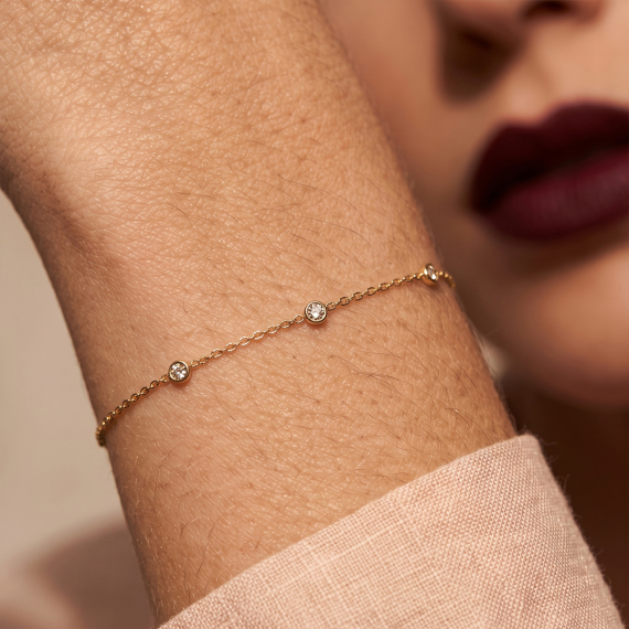 Złota bransoletka z diamentami 0.07 ct - próba 585 Złota bransoletka z diamentami 0.07 ct - próba 585