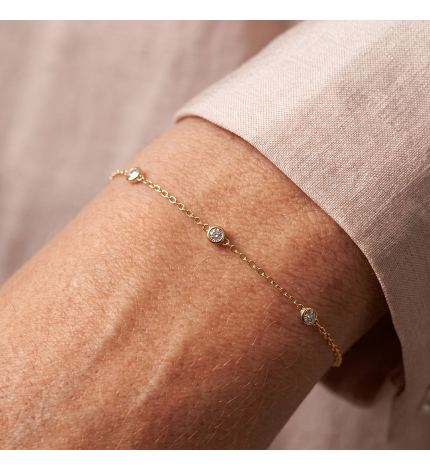 Złota bransoletka z diamentami 0.07 ct - próba 585 Złota bransoletka z diamentami 0.07 ct - próba 585