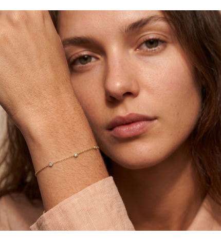Złota bransoletka z diamentami 0.07 ct - próba 585 Złota bransoletka z diamentami 0.07 ct - próba 585