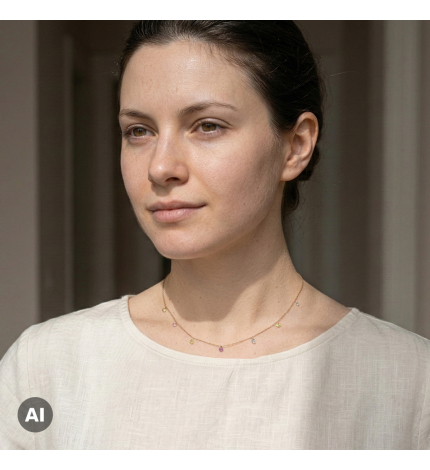 Złoty naszyjnik z kolorowymi cyrkoniami - próba 585 Złoty naszyjnik z kolorowymi cyrkoniami - próba 585